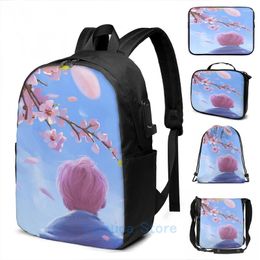 Backpack Funny Graphic Print Spring Day USB Charge Men School Bags Women Bag Travel Laptop