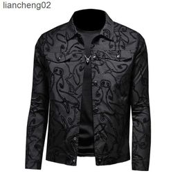 Men's Casual Shirts Luxury Mass Bomber Jacket Men 2021 Autumn Business Casual Slim Jacket Lapel Single Breasted Dress Jacket Social Street Wear W0410