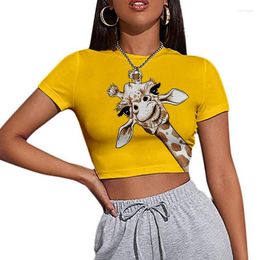 Men's T Shirts Giraffe Print Anime Harajuku Female Women T-shirts Kawaii Short Shirt Summer Tee Streetwear Crop Tops Y2k Clothes Top