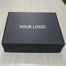 100PCS lot Custom Black Corrugated boxes with logo mailer box packaging Clothing hair wigs gift2442