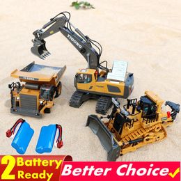 ElectricRC Car 4WD Children Remote Control Excavator RC Car Alloy Dump Truck Bulldozer Engineering Off Road 4x4 Vehicle Boy Girl Toy Kids Gift 231110