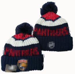 Men's Caps Panthers Beanies Columbus Beanie Hats All 32 Teams Knitted Cuffed Pom Striped Sideline Wool Warm USA College Sport Knit Hat Hockey Cap for Women's