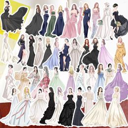 Gift Wrap 50 Pieces Of Retro Character Stickers Wedding Dress And Evening Girly Princess Style Sweet Hand Account