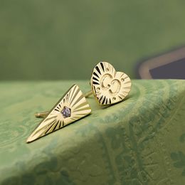 Gold Asymmetric Earrings Luxury Diamond Stud Earrings Designer Women Jewelry Earrings Fashion Studs Versatile Style