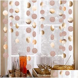 Other Home Decor 4M 57Dot Champagne Circle Garlands Rose Gold Paper Banner Birthday Party Decoration Supplies Hanging Garlan Dhgwl