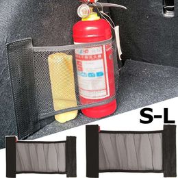 New Car Trunk Elastic Mesh Fixed Straps Car Interior Organizer Extinguisher Storage Net Bag Seat Back Fixing Bag Auto Car Accessory