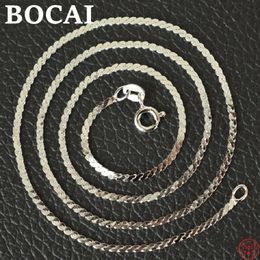 Pendant Necklaces BOCAI selling S925 Sterling Silver Necklace Fashion Sshape HorsewhipChain Argentum Jewellery for Men Women 231110