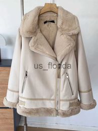 Women's Jackets FTLZZ New Autumn Winter Women Fashion Faux Suede Leather Fur Jacket Streetwear Loose Thick Warm Snow Coat Moto Biker Outwear J231111