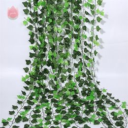 Faux Floral Greenery 1Pc 230Cm Green Vine Silk Artificial Ivy Hanging Leaf Garland Plant Creeper Home Decor Wedding Bathroom Garden Decoration 230410