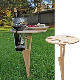 Tabletop Wine Racks Mini Wood Foldable Holder Outdoor Portable Red Table for Picnic Camp Party Garden Beach Folding Glass Rack Small Desk 230411