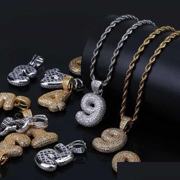 Pendant Necklaces Mens Hip Hop Necklace Jewelry Fashion Iced Out Number Gold Twist Chain For Men Drop Delivery Pendants Dhgarden Otxba