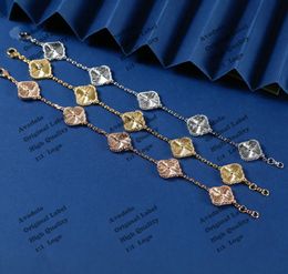 100% Silver Charm Bracelets 18K Gold Plated van Clover Bracelet 5 flowers Fashion Chain Luxury motif Designer Bracelet For Women High End cleef party Jewelry Gifts