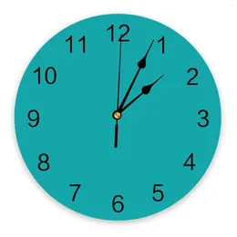 Wall Clocks Pure Colour Teal Green Large Kids Room Silent Watch Office Home Decor 10 Inch Hanging Gift