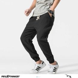 Men's Pants Privathinker Cotton Linen Casual Harem Pants Men Joggers Man Summer Trousers Male Chinese Style Baggy Pants 2023 Harajuku Clothe W0414