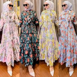 Ethnic Clothing 2023 Prints Islam Abaya Dress Fashion Casual Abayas For Women Ruffles Women's Middle East Southeast Indonesia