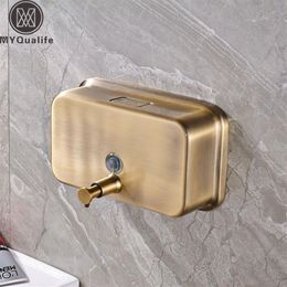 el Showering Shampoo Cream Holder Bottle Bathroom Wall Mounted Soap Dispenser Antique Brass Color Y200407242I