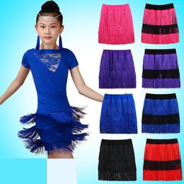 Stage Wear Girls Adult Lady Latin Dance Skirt Three Layers Tassel Fringed Female Dress Practise Skirts