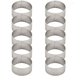 Baking Moulds 10Pcs 4.5cm Round Stainless Perforated Seamless Tart Ring Quiche Pan Pie With Shell