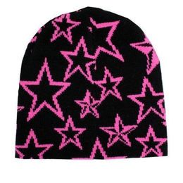 Beanie Skull Caps Knitted Pullover Wool Hat Star Printed Warm Hip hop Beanie Street Punk Winter Y2K Gothic Unisex s 230410