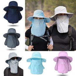 Berets Summer Quick-drying Boonie Men Women Hat Outdoor Face Mask Waterproof Bucket UV Protection Wide Brim Cap For Fishing Hunting