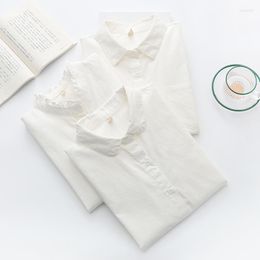 Women's Blouses Brand Simple Design CottonWhite Women Shirt 2023 Autumn Ladies Casual Tops Fresh College Style Lady Long Sleeve