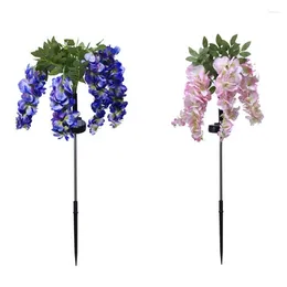 Garden Decorations Solar Wisteria Flower Stake Led Light Decorative Ornament Crafts Supplies For Indoor Outdoor Yard Party