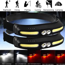 Head lamps Portable XPE COB LED Camping Headlamp USB Rechargeable Head Light Torch Waterproof Camping Fishing Lantern Head Flashlights P230411