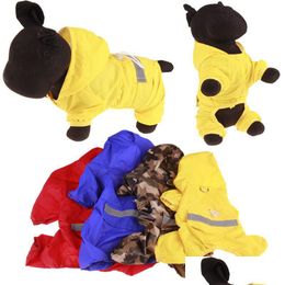 Dog Travel Outdoors Pet Cat Raincoat Hooded Reflective Puppy Rain Coat Outdoor Clothes Windproof Design Waterproof Drop Delivery H Dhris