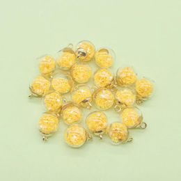Charms Yellow Star Sequins Transparent Glass Ball Pendants For Jewelry Making DIY Earrings Necklace Home Christmas Decoration