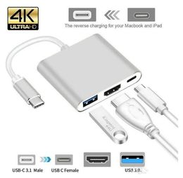 Audio Connectors USB-C 3.1 Type-C to 4K HD-Out 1080p Connectors Digital AV Multiport Adapter OTG USB 3.0 HUB & Charger for Macbook 12"