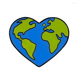 Brooches Cute Cartoon Green Alloy Earth Heart Label Pins Hat Clothes Bag Enamel Pin Travel Commemorative Badge Jewelry