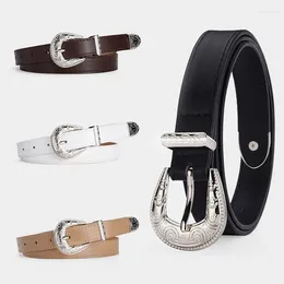 Belts Online Celebrity Fashion Ladies Premium Pu Belt Vintage Silver Buckle Sculpted Simple Waistband All Jeans Suit Accessories