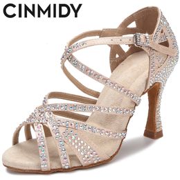 CINMIDY Women 667 Latin Dance Rhinestones Soft Bottom Salsa Shoes For Dancing Ladies Sandals Women's Wedding Hight Heels 7.5Cm 230411 's