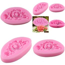 Baking Moulds 3D Rose Flower Mod Cake Sile Mold Fondant Decorating Chocolate Candy Molds Resin Clay Soap Kitchen Tools Drop Delivery Dhkh1