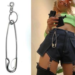 Keychains Vintage Big Safety Pin Metal Pendant Keychain Women Men Girl Punk Harajuku Cool Hip Hop Key Chain Waist Pants Jeans Accessories