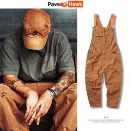 Men's Pants Casual Joggers Jumpsuit Pants Men Women Loose Retro Casual Wide Leg Jeans Cargo Pants Streetwear Baggy Straight Overall Brown 231110