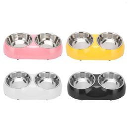 Dog Car Seat Covers Pet Double Bowls Stainless Steel Food Water Feeder Bowl For Feeding And All Small To Medium Cats Dogs