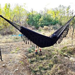 Camp Furniture Outdoor Camping Hammocks Portable Canvas Tassel Sleeping Bed Travel Backyard Swing Beds Hang For Home Garden Laying