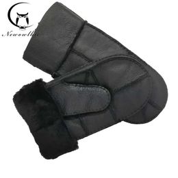 Tactical Gloves NEW Handmade Sewing Natural Sheepskin Gloves Working Gloves Winter Sheepskin Gloves Men Warm Wool Thick Gloves zln231111
