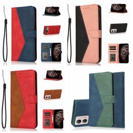 Contrast Colour Flip Leather Wallet Cases For Motorola Moto E13 G13 G73 Xiaomi 13 Pro Redmi Note 12 Google Pixel 8 7 7A Geometric Hybrid Credit ID Card Slot Holder Cover