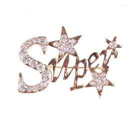 Brooches Rhinestone Letter Super Brooch Pin Creative Fashion Star Women Unisex Party Coat Dress Accessories Jewelry
