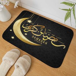 Carpet Golden Eid Mubarak Ramadan Kareem Decorative NonSlip Bath Entrance Door Mat Rug Pet Shop Coral Velvet Carpet Floor Mats Doormat Z0411