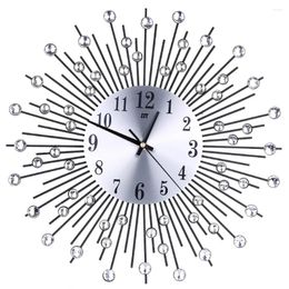 Wall Clocks 3D Clock Diamonds Decorative Living Room Decor Quiet Quartz Modern Minimalist (Black) Large