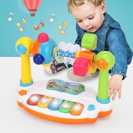 Drums Percussion Baby Rotating Music Piano Toys Activity Table Kids Educational Toy with Light Sound Baby Musical Toys Christmas Birthday Present 230410