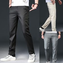 Men's Pants Summer Spring Mens Casual Straight Stretch Slim Fit Breathable Chinos Trousers2074