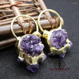 Pendant Necklaces Shape Gold-Plated Amethysts Druzy Necklace For DIY Jewellery Making