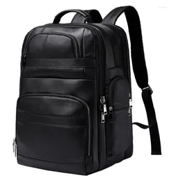 School Bags Leather Backpack For Men Large Capacity Travel Business Computer Bag With USB Charging Dropshiping