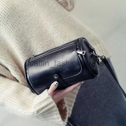 Shoulder Bags Vintage Style Cylinder-saped Crossbody Bags for Women Texture Leater Bucket Bag Stylis Travelling Femininacatlin_fashion_bags