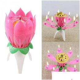 Candles Lotus Flower Festival Music Birthday Cake 1Pcs Fashion Drop Delivery Home Garden Dhdhf