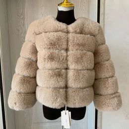 Women's Fur Faux Fur Women's Fashion faux fur coat super Autumn Winter women short Faux fox fur fluffy jacket high quality 7xl Ladies furry coats 231110